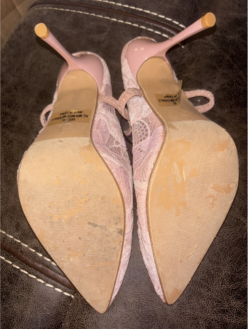 Lulus Pink Lace Pointed Toe Slingback Heels Womens Size 8 Stiletto Pumps - Picture 5 of 6